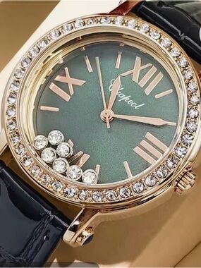 Chopard Styling Ladies Floating Diamonds 35mm Wristwatch in Emerald Green